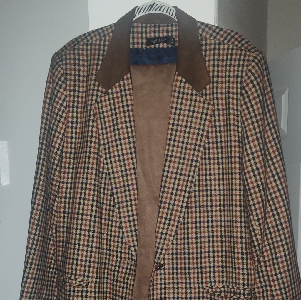 Ralph Lauren Plaid Blazer With Brown Collar